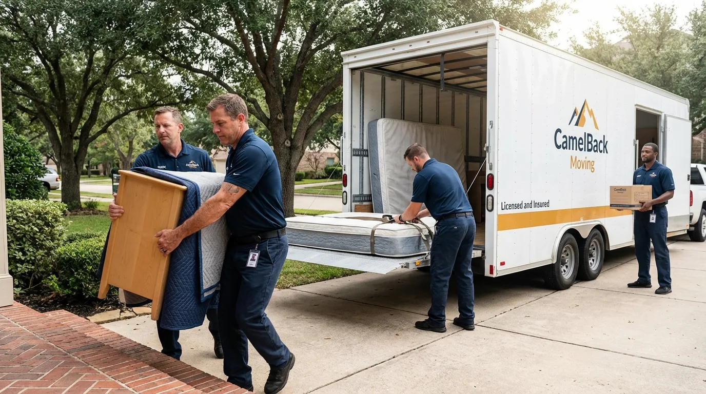 Crew loading residential truck for cross-state move from Franklin, TN