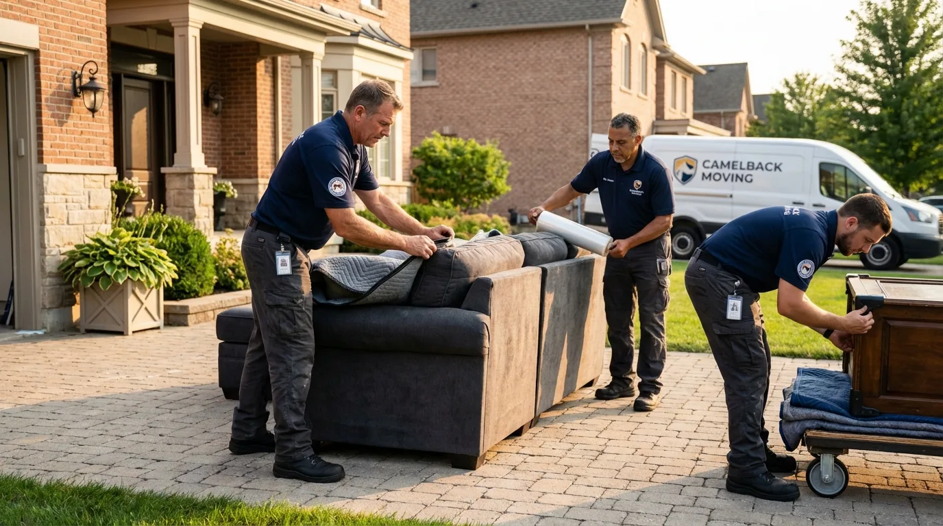 Large estate moving crew wrapping furniture in Franklin, TN